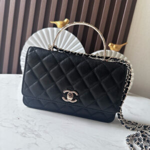 bag0991 Chanel Top Handle Black Gold Hardware