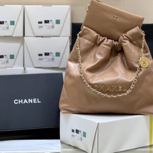 bag1011 Chanel 22 Bag Medium Gold Gold Hardware