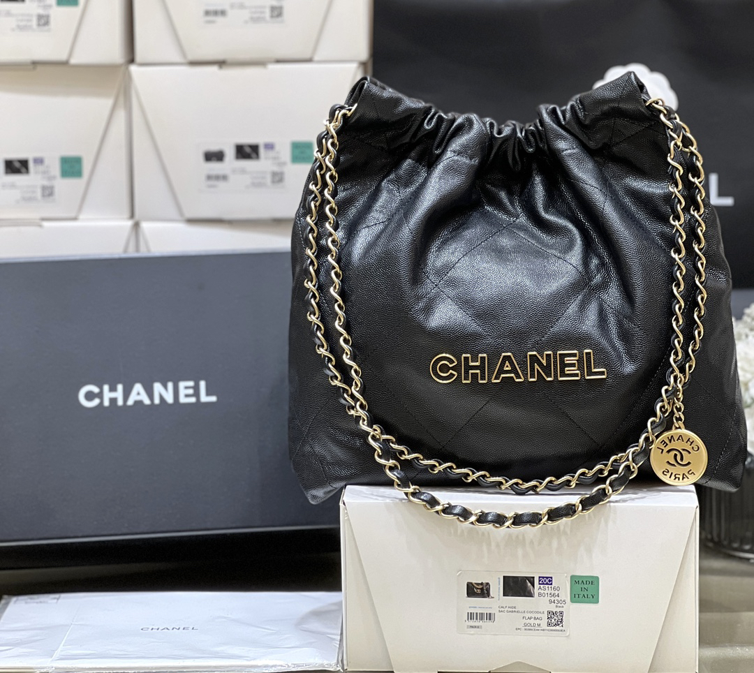 bag1016 Chanel 22 Bag Small Gold Gold Hardware
