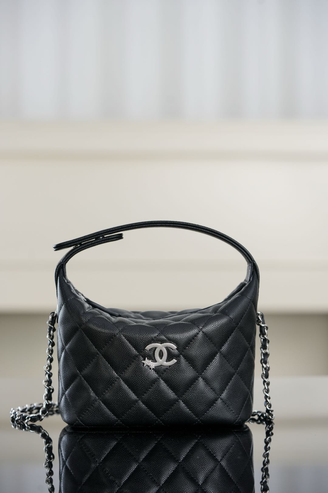 bag1072 Chanel Bag Black Silver Hardware