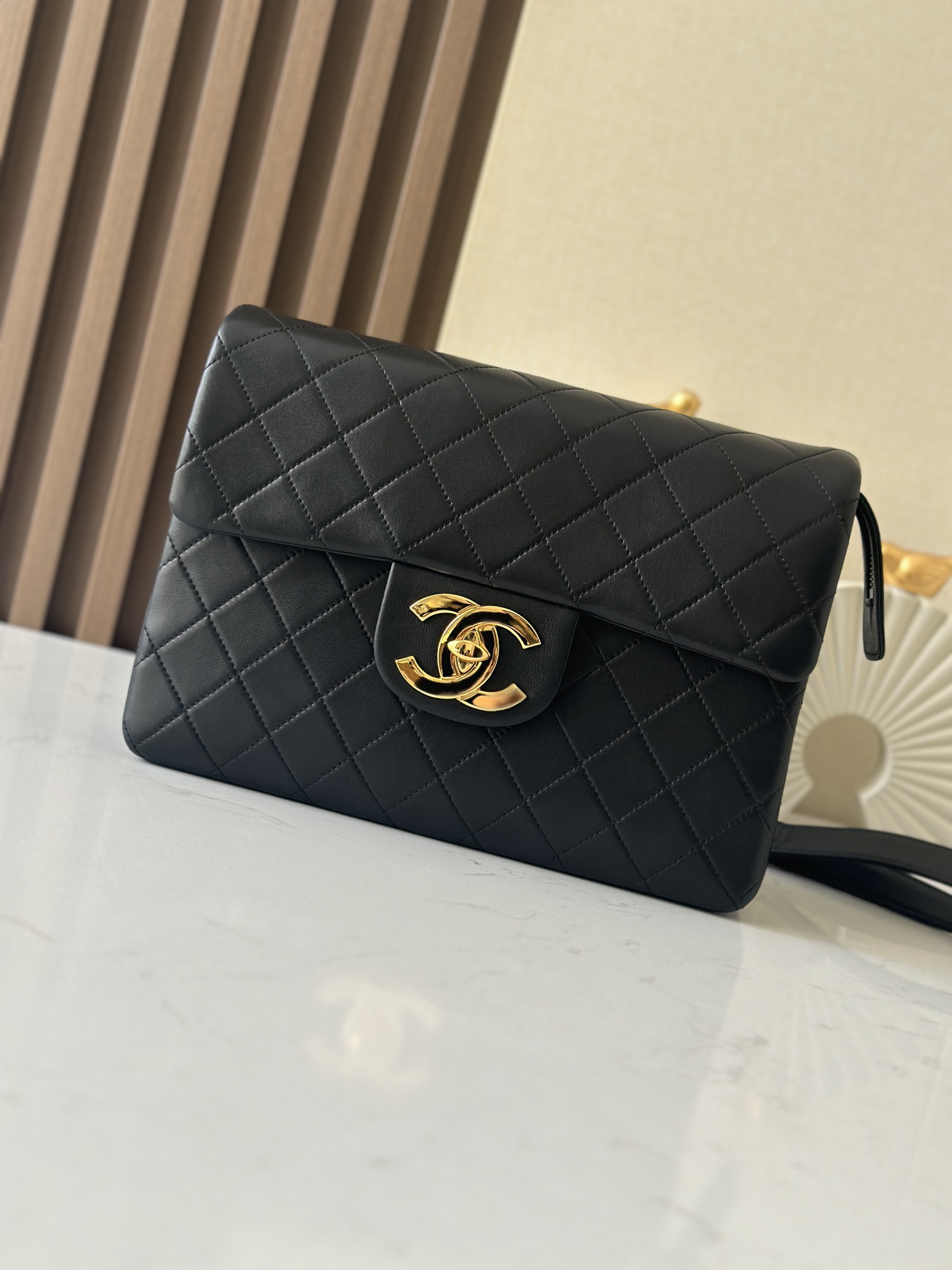 bag1218 Chanel Classic Flap Large Black Gold Hardware