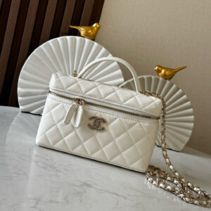 bag0020 Chanel Vanity White Gold Hardware