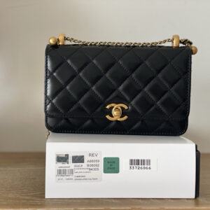 bag0025 Chanel Bag Black Gold Hardware