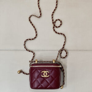 bag1302 Chanel Vanity Small Gold Gold Hardware