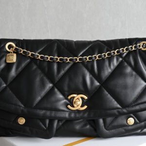 bag0027 Chanel Hobo Black Gold Hardware