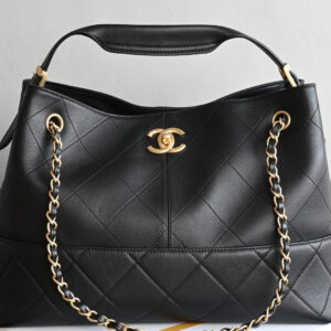 bag0030 Chanel Hobo Small Black Gold Hardware