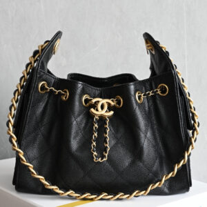 bag0038 Chanel 25 Bag Hobo Mini Black Gold Hardware