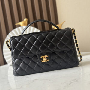 bag1474 Chanel Kelly Bag Large Black Gold Hardware