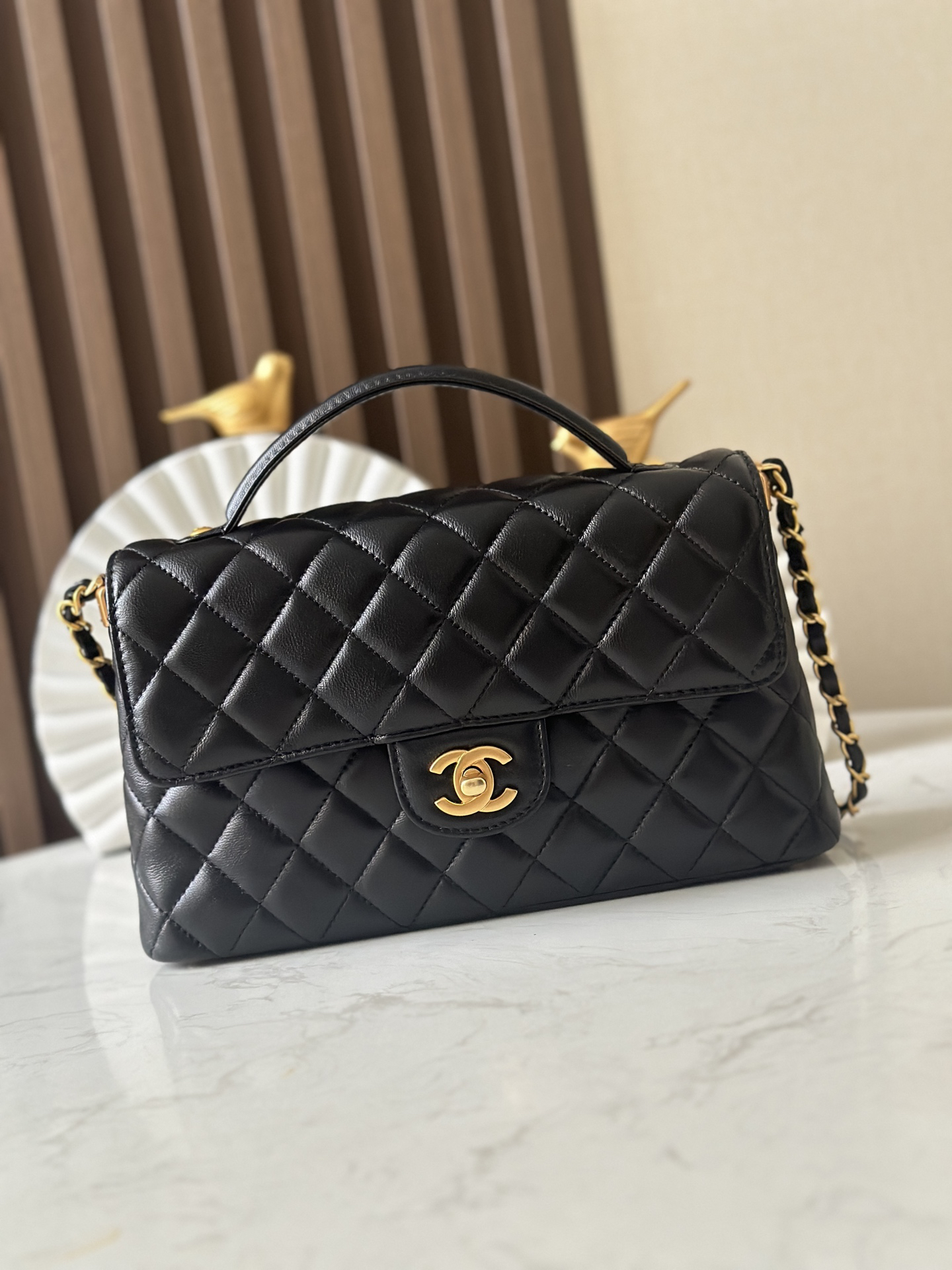 bag1474 Chanel Kelly Bag Large Black Gold Hardware