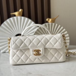 bag1482 Chanel Kelly Bag Medium White Gold Hardware