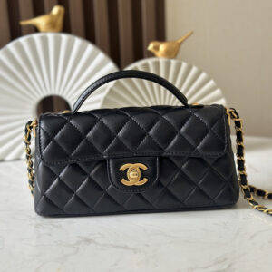 bag1484 Chanel Kelly Bag Medium Black Gold Hardware