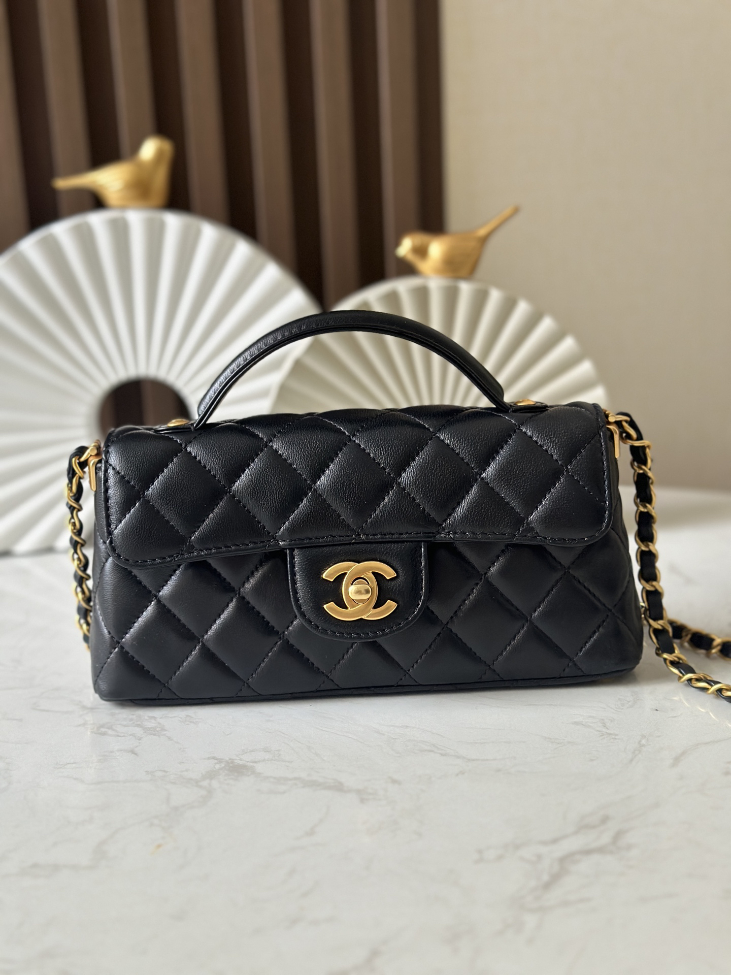 bag1484 Chanel Kelly Bag Medium Black Gold Hardware