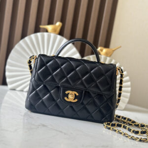 bag1486 Chanel Kelly Bag Small Black Gold Hardware