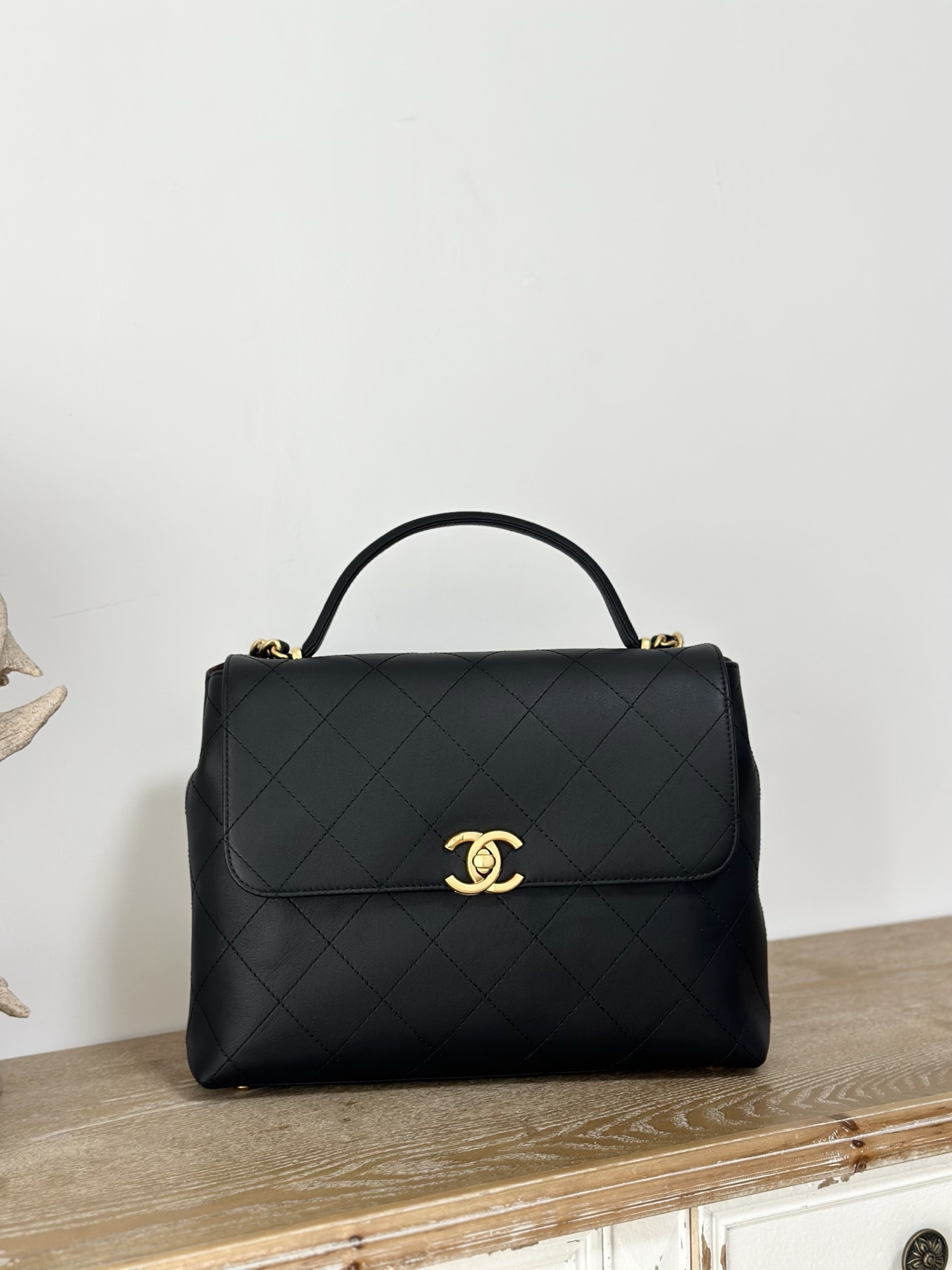 bag1490 Chanel Classic Flap Small Black Gold Hardware