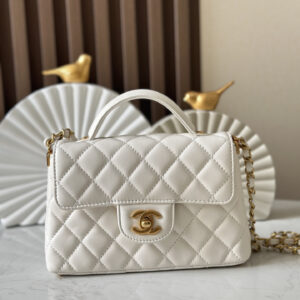 bag1498 Chanel Kelly Bag Small White Gold Hardware