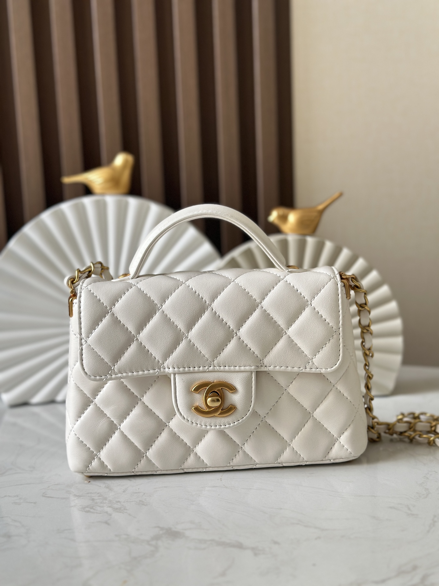 bag1498 Chanel Kelly Bag Small White Gold Hardware
