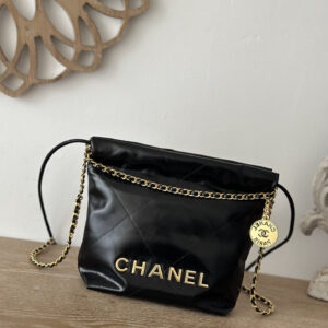 bag1514 Chanel 22 Bag Mini Black Gold Hardware