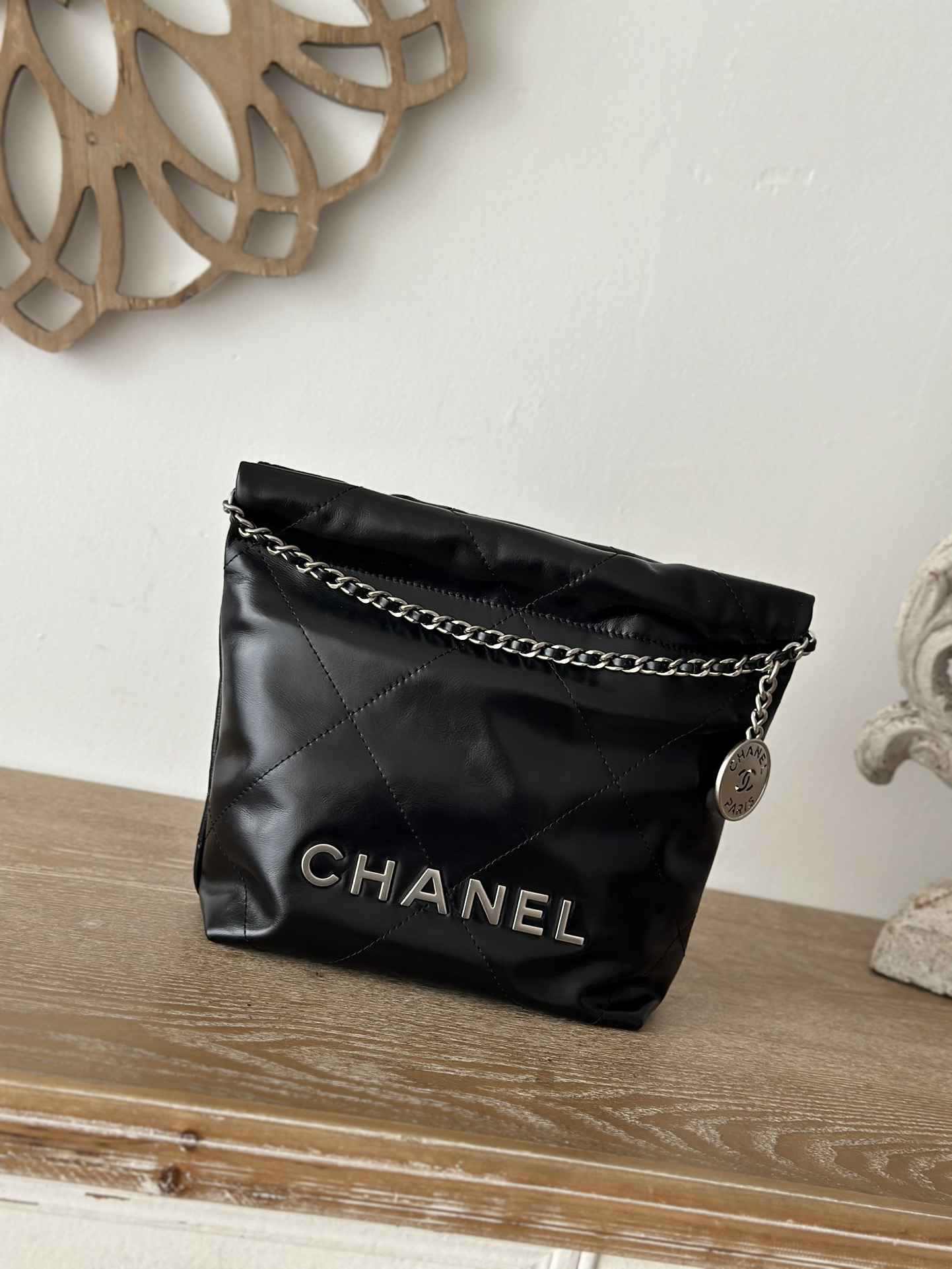 bag1515 Chanel 22 Bag Mini Black Silver Hardware