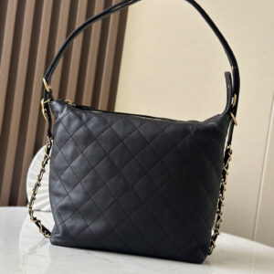 bag1543 Chanel Hobo Small Black Gold Hardware