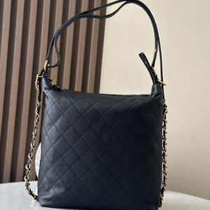 bag1544 Chanel Hobo Small Black Gold Hardware