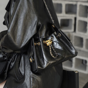 bag0063 Chanel Bag Black Gold Hardware
