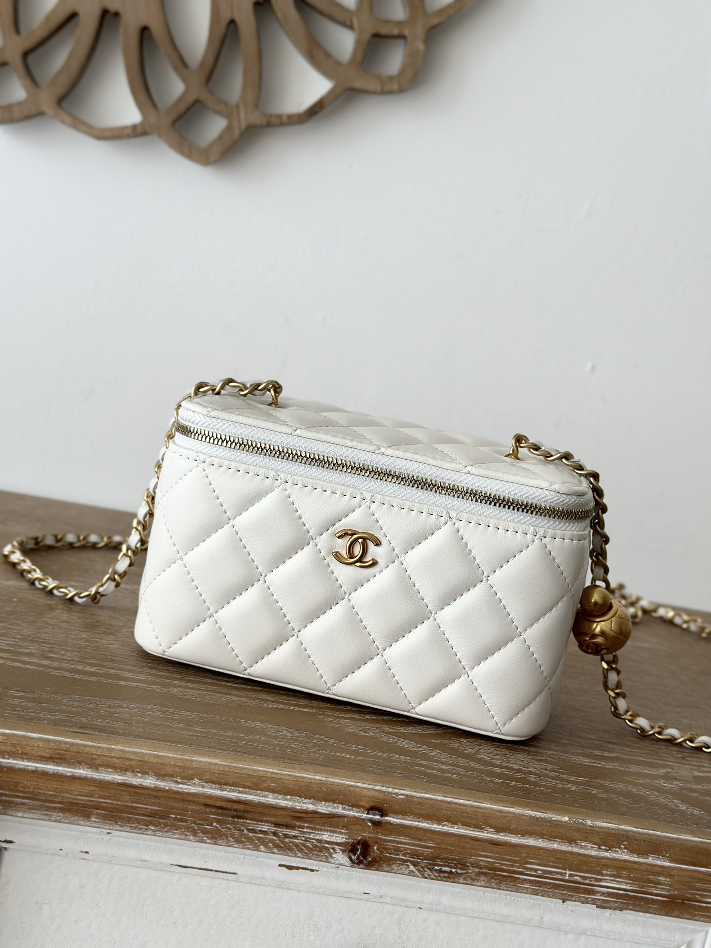 bag1821 Chanel Bag Large White Gold Hardware
