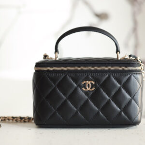 bag1850 Chanel Top Handle Black Gold Hardware