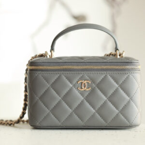 bag1851 Chanel Top Handle Gray Gold Hardware