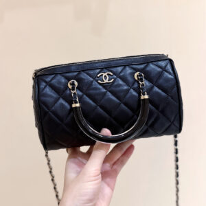 bag1873 Chanel Top Handle Black Gold Hardware