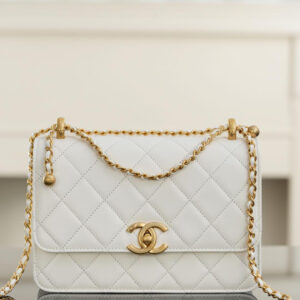 bag0084 Chanel Bag White Gold Hardware