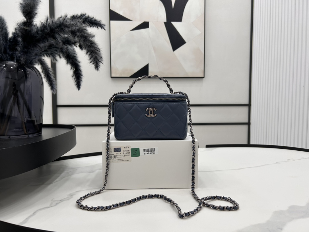 bag1930 Chanel Top Handle Large Black Silver Hardware