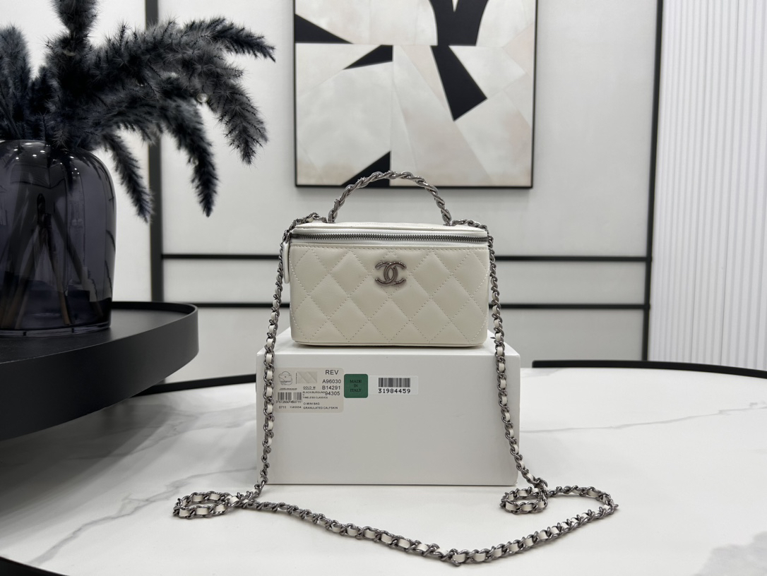 bag1931 Chanel Top Handle Large Black Silver Hardware