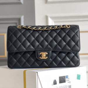 bag0096 Chanel Classic Flap Medium Black Gold Hardware