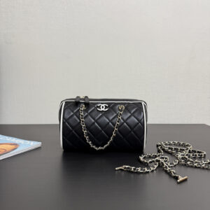 bag2079 Chanel Top Handle Black Gold Hardware