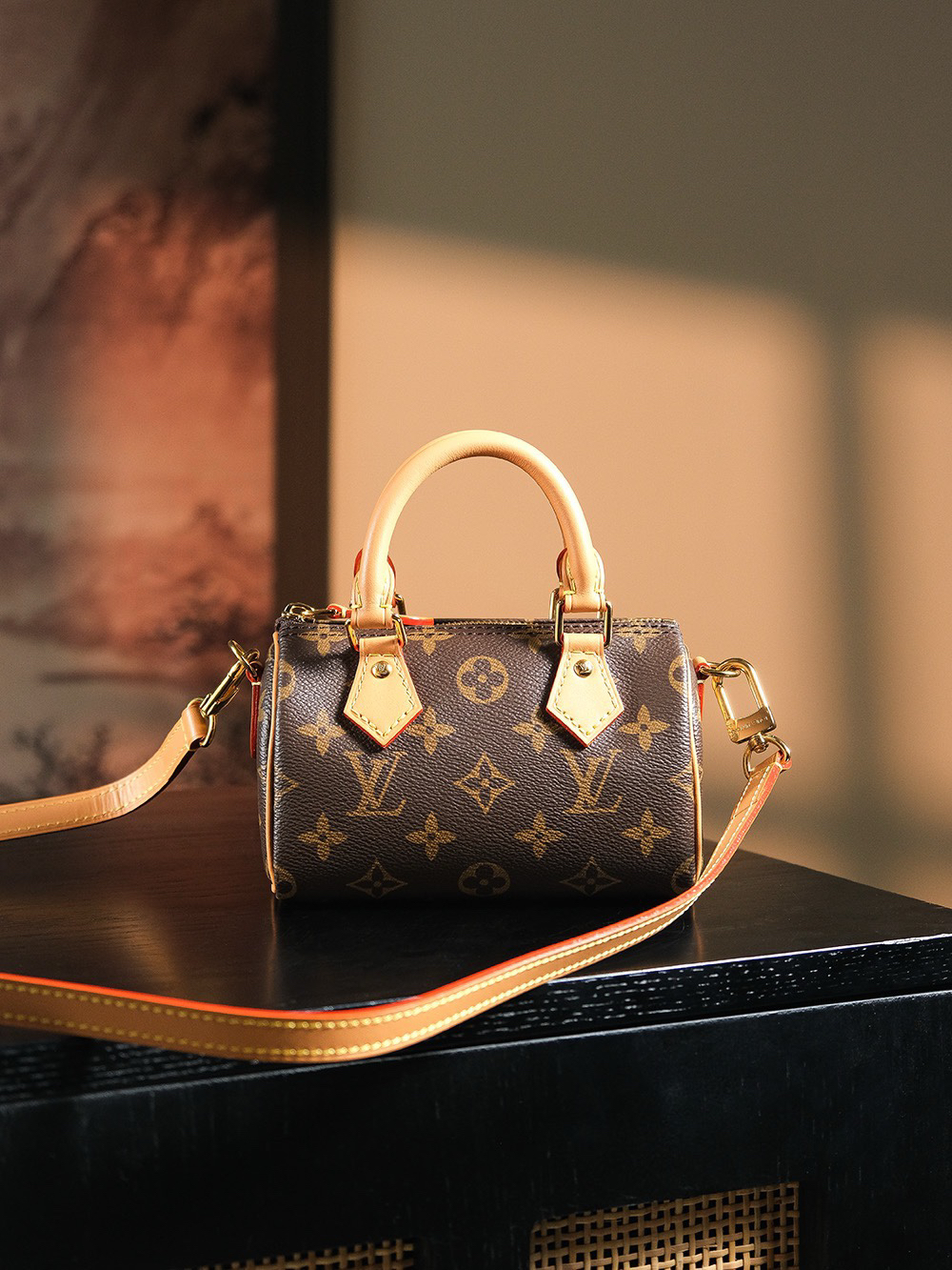 lv0309 Louis Vuitton M81085 Nano Speedy Min Top Handle Bag Mini with Dynamic Code