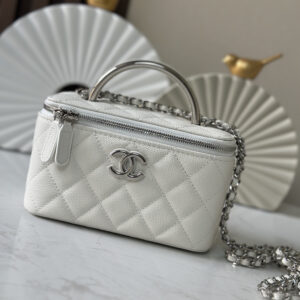 bag0222 Chanel Vanity White Silver Hardware
