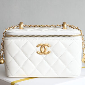 bag0227 Chanel Vanity White Gold Hardware