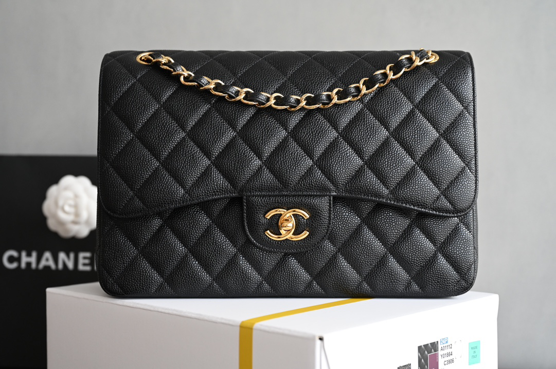 bag0246 Chanel Classic Flap Hobo Black Gold Hardware