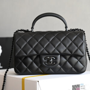 bag0251 Chanel Top Handle Mini Black Black Hardware