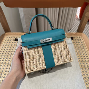 hm0059 Hermes Bag Peacock Blue Blue Silver Hardware
