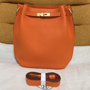 hm0061 Hermes Bag Orange Gold Hardware