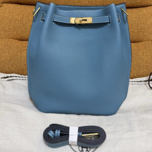 hm0066 Hermes Bag Denim Blue Blue Gold Hardware