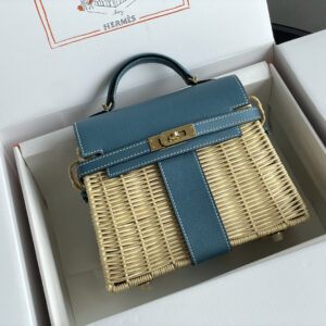 hm0068 Hermes Bag Denim Blue Blue Gold Hardware