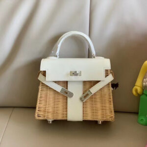 hm0073 Hermes Bag White Silver Hardware