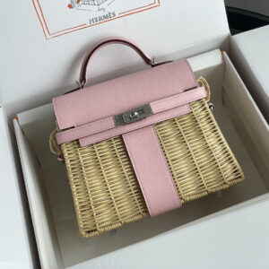 hm0075 Hermes Bag Pink Silver Hardware