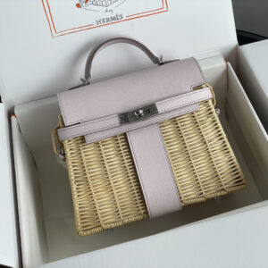hm0076 Hermes Bag Pink Purple Silver Hardware