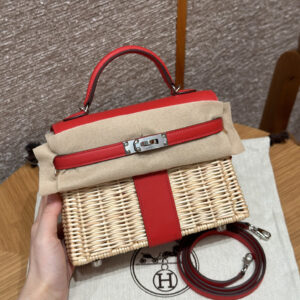 hm0080 Hermes Bag Red Silver Hardware