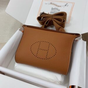 hm0091 Hermes Bag Gold Brown Brown