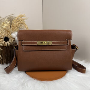 hm0092 Hermes Bag Gold Brown Brown Gold Hardware