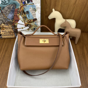 hm0093 Hermes Bag Gold Brown Brown Gold Hardware